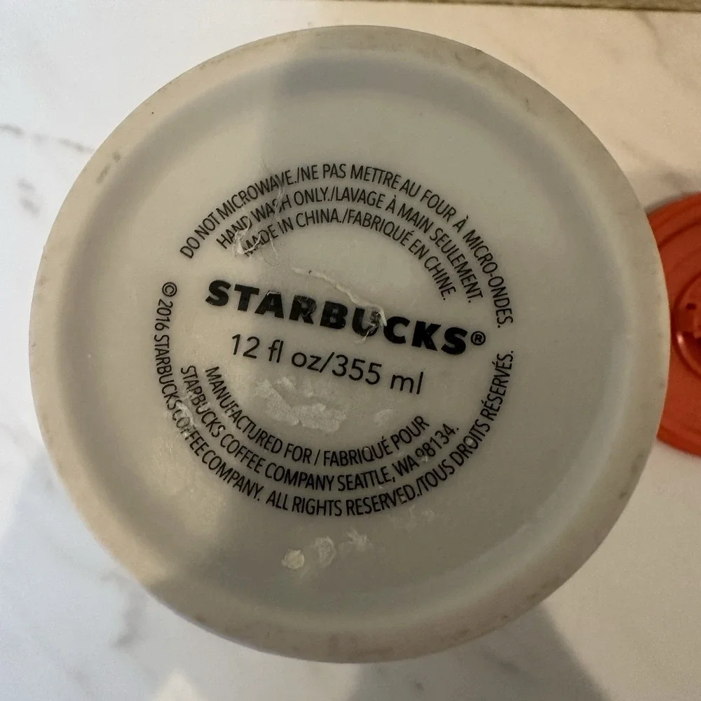Starbucks San Diego CA Ceramic Travel Tumbler Surf VW Bus Beach Cup 2016 EUC
